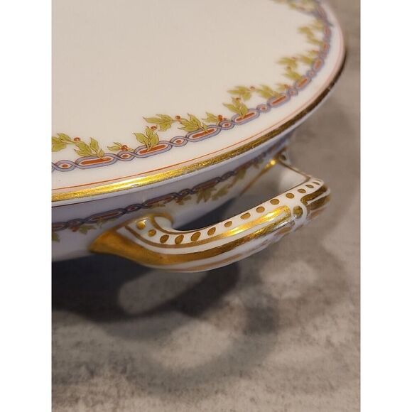 Haviland Round Covered Vegetable - Red Berries/Green Gold Scrolls Schleiger 290 - Picture 4 of 14